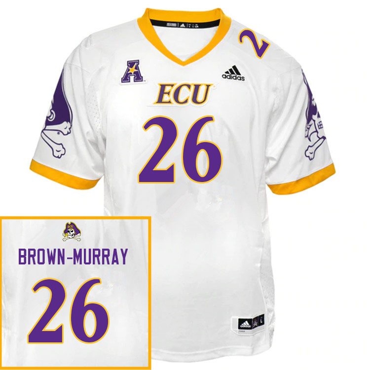Men #26 Isaiah Brown-Murray ECU Pirates College Football Jerseys Sale-White - Click Image to Close